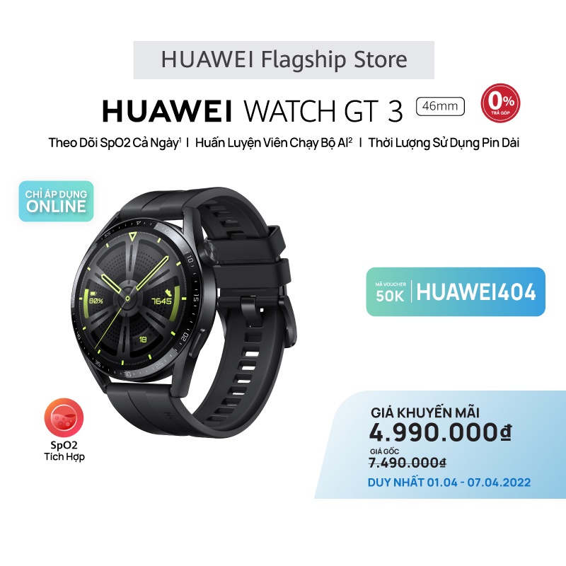 Đồng Hồ Thông Minh HUAWEI WATCH GT 3 46mm |Theo Dõi Spo2 Cả Ngày