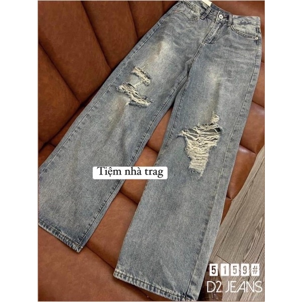 Quần bo ống rộng rách gối mã siêu hot