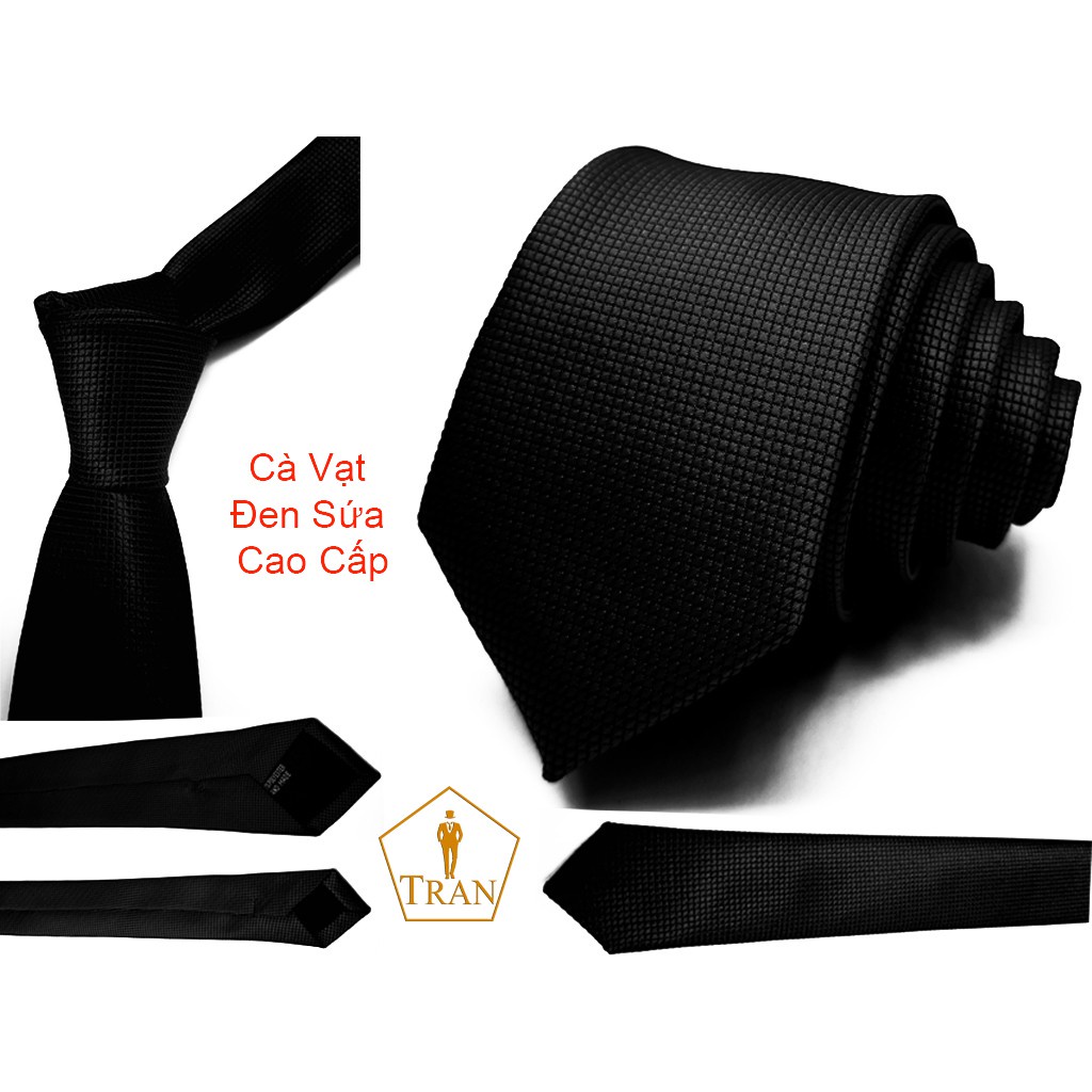 Cravat Cà Vạt Đen Nam TRAZ Bản Nhỏ 5Cm Dây Kéo Thắt Sẵn Tiện Lợi