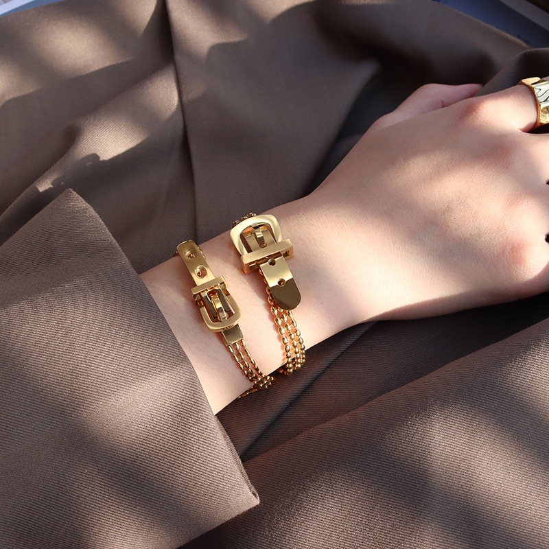 Vòng đeo tay bằng thép titan mạ vàng 18K thiết kế không màu