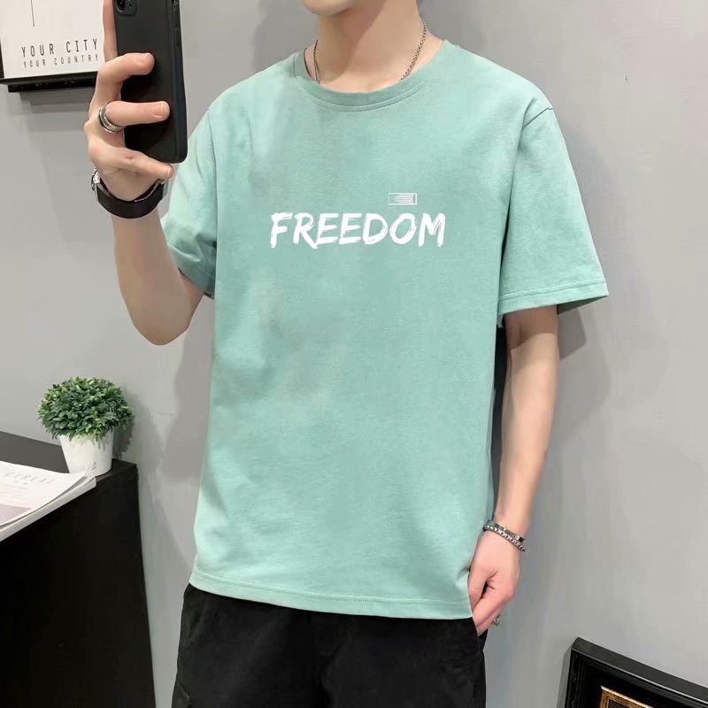 Áo Thun Nam Ngắn Tay Cổ Tròn Thời Trang Hàn 2021 Size S-4Xl