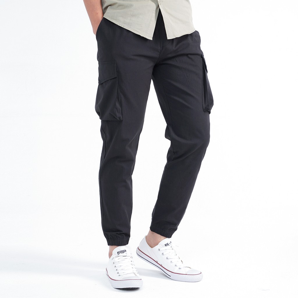 Quần jogger túi hộp nam R.M Menswear vải đũi sơ gỗ sồi phong cách cargo Ulzzang Hàn Quốc