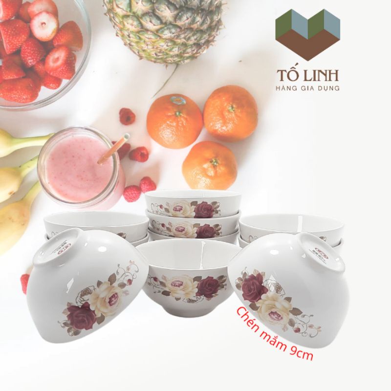 Combo 10 chén mắm sứ hoa,Set 10 chén mắm sứ hoa