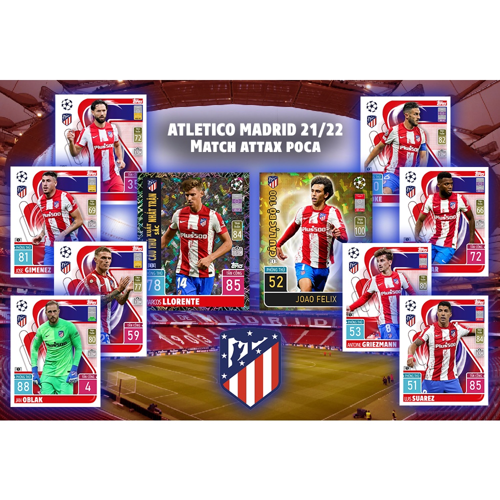 Set 10 Thẻ In Match Attax Poca 2021/22 Atletico Madrid