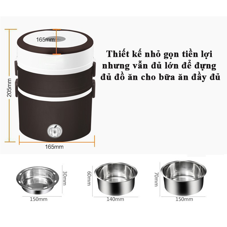 [HOT] Hộp Cơm Cắm Điện Tự Hâm Nóng - Cặp Lồng Cơm Trưa Văn Phòng Chất liệu Inox 304 An Toàn Bảo Vệ Sức Khỏe