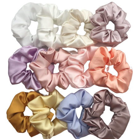 PKT00078 - Dây Cột Tóc Vải Cột Scrunchies Satin Lụa Phi Bóng Mềm Màu Vintage Pastel [PKT00078]