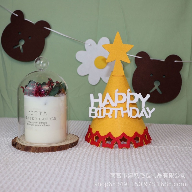 Nón dạ Happy Birthday mẫu mới-trăng,mây,sao,tuần lộc,khủng long,cá voi-đủ màu-mũ sinh nhật phong cách Hàn Quốc-xinh xắn