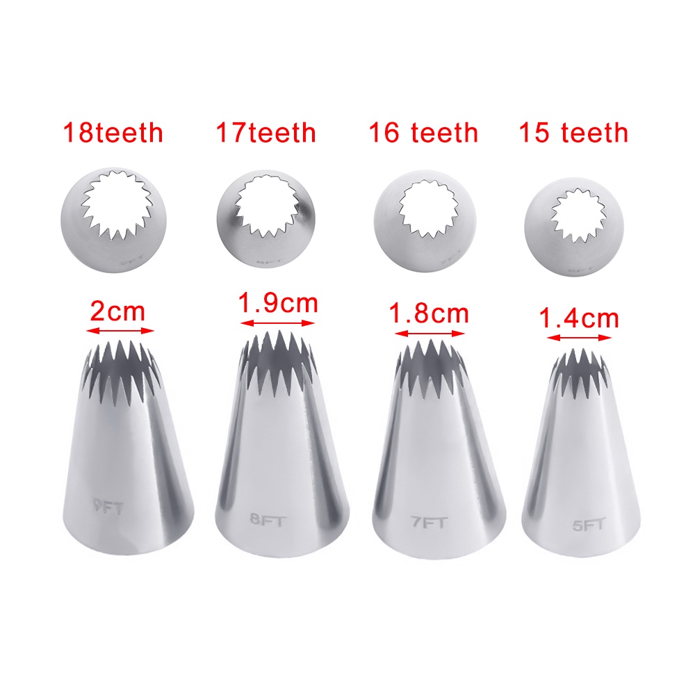 1 Bộ Đuôi Bắt Bông Kem Trang Trí Bánh Bằng Thép Không Gỉ #5ft#7ft#8ft#9ft