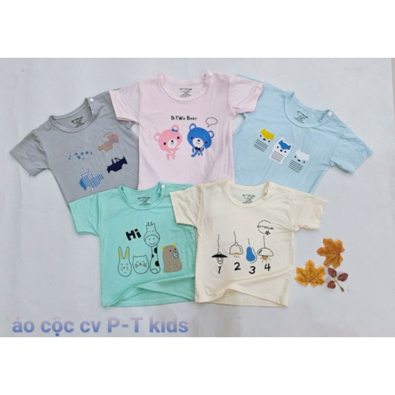 Áo cộc tay cotton sợi tre thun lạnh petit đẹp cho bé 4-12kg