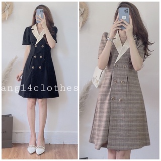 Đầm váy thiết kế công sở cổ vest nữ bo eo thanh lịch