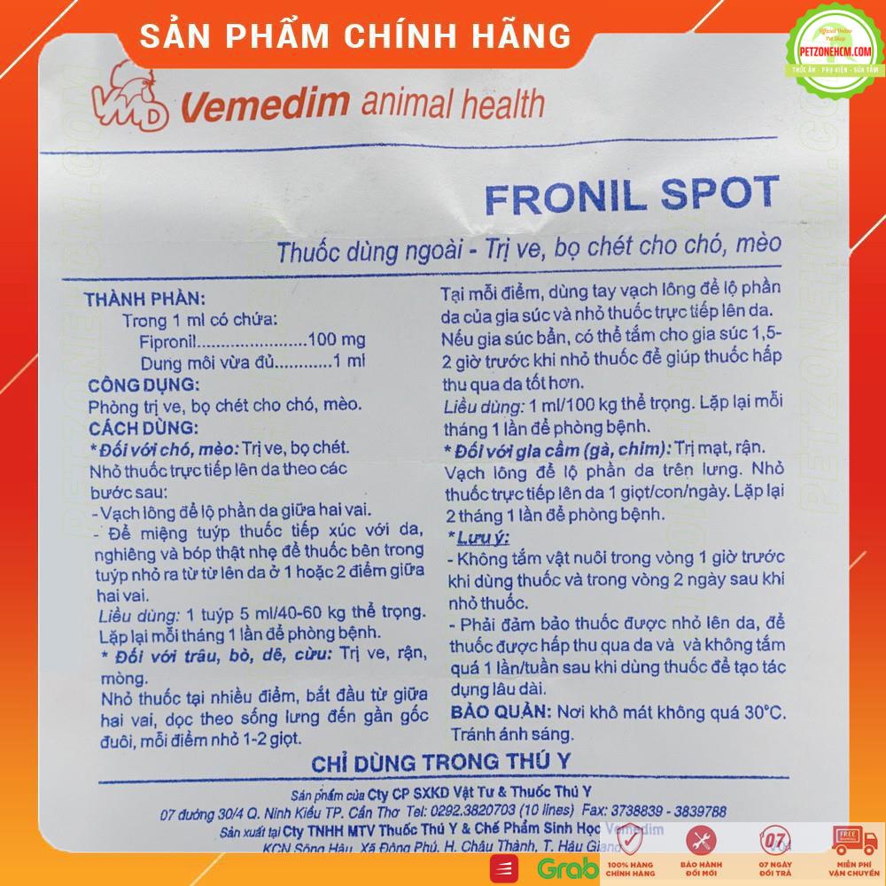 Fronil Spot 5ml nhỏ gáy cho 40 - 60 kg️ FREESHIP ️ Phòng và ngừa ve, bọ chét, nhỏ ngoài da chăm sóc sức khỏe cho chó