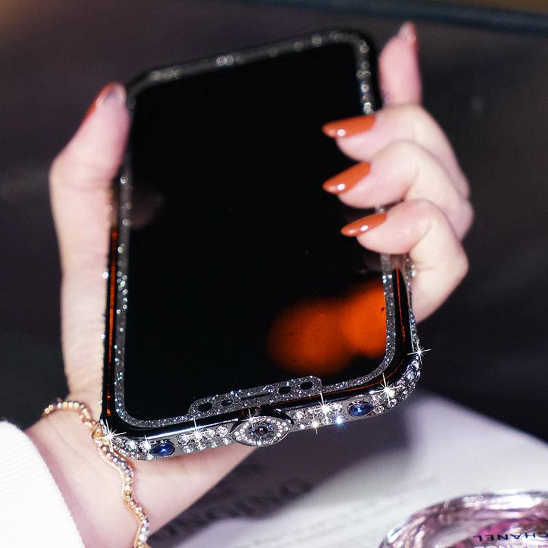 Ốp Điện Thoại Khung Kim Loại Chống Rơi Đính Đá Sang Trọng Cho iPhone 13 12 11 Pro MAX XS MAX XR