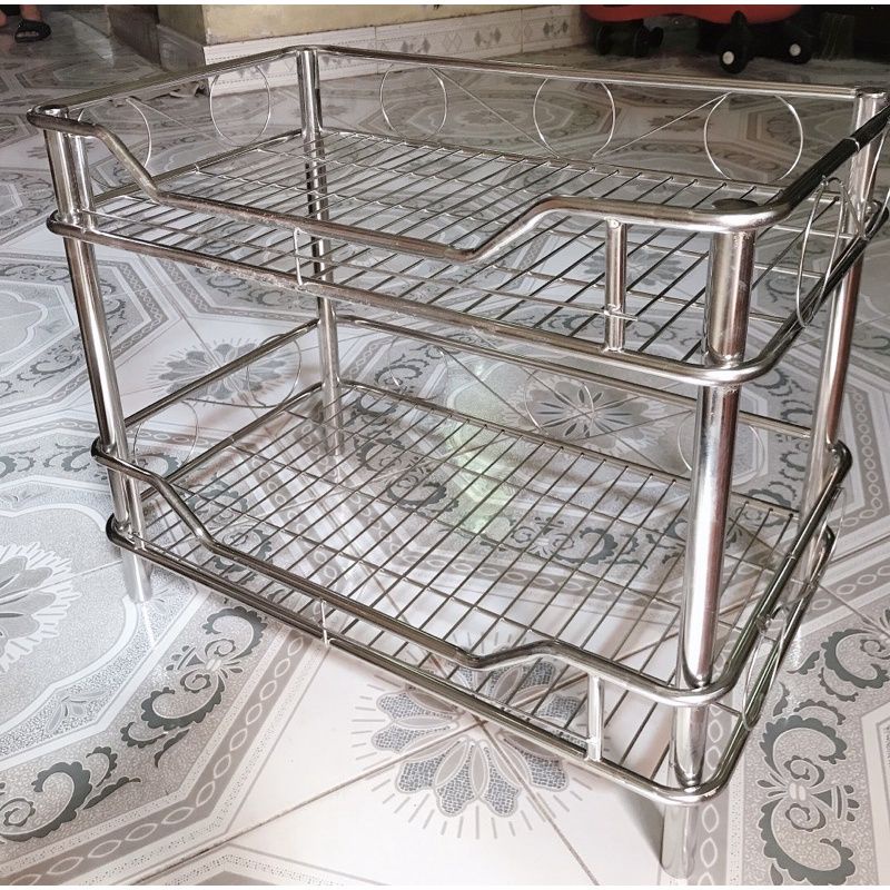 Kệ bát inox dày 2 tầng D50,60cm x R30cm