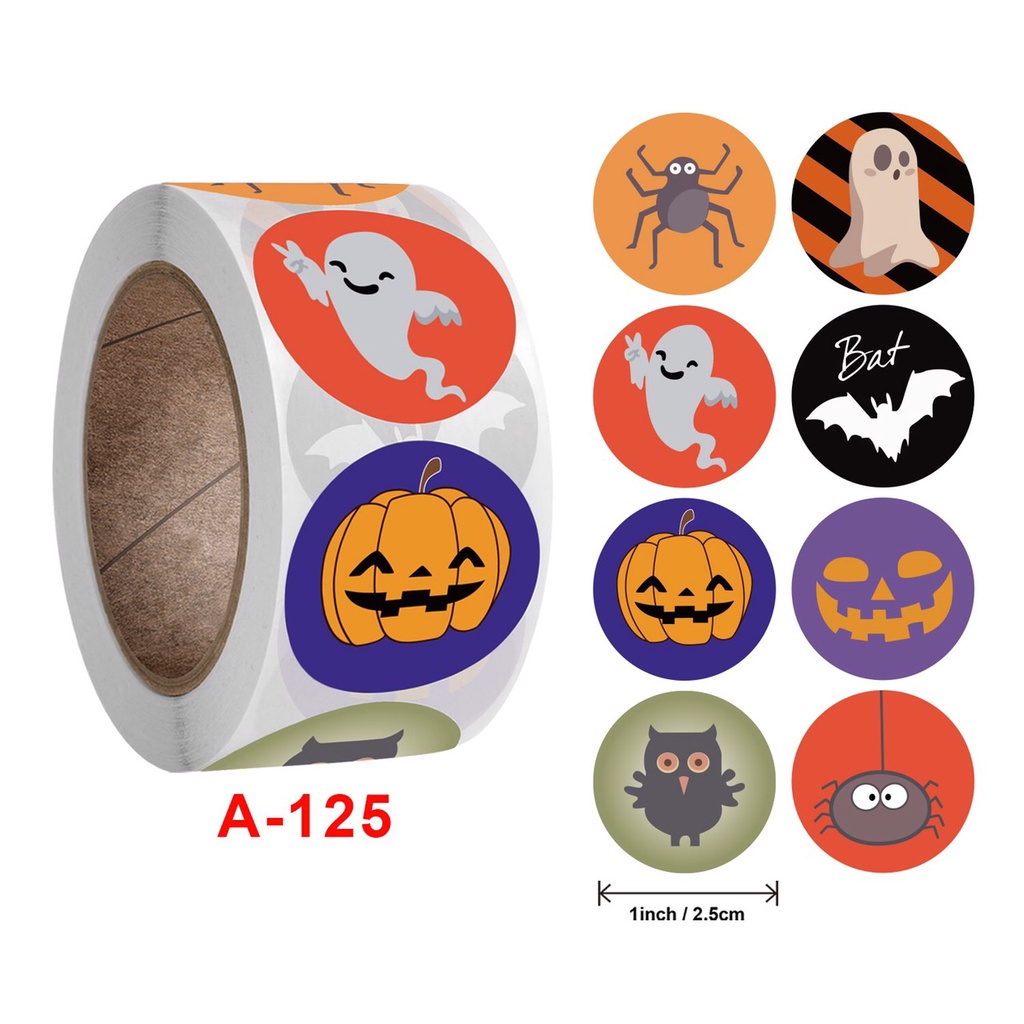 Cuộn 500 sticker khen thưởng, cám ơn, trang trí halloween hình thú đáng yêu - Smart Baby Toys
