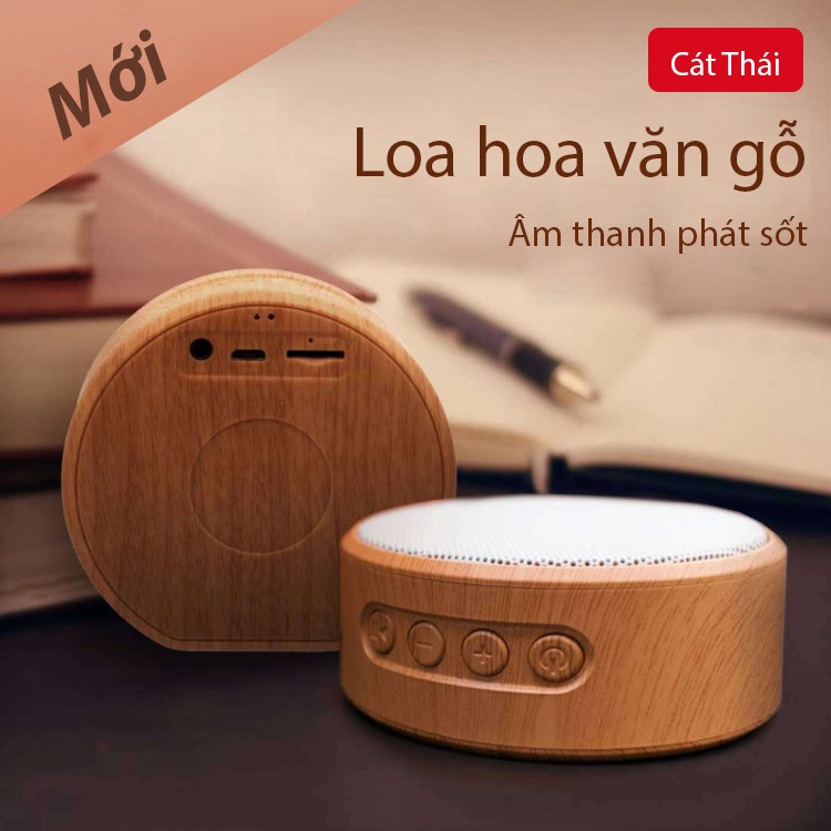 Loa bluetooth mini A60 (màu trắng) Cát Thái hoa văn gỗ cực thanh lịch nhỏ gọn dễ mang, âm thanh rõ ràng, hỗ trợ cổng USB