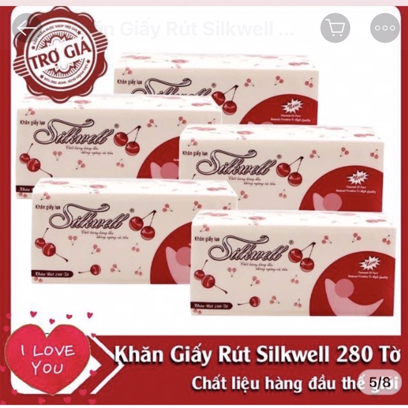 Khăn giấy rút silkwell 280 tờ Cherry đỏ