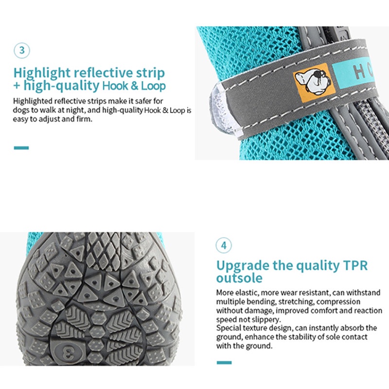HamshMoc Giày bốt cổ cao thoáng khí chống trượt cho thú cưng