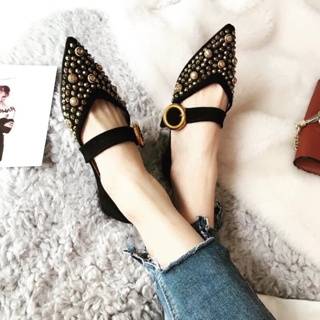 Giày búp bê đính đá quai ngang | BigBuy360 - bigbuy360.vn