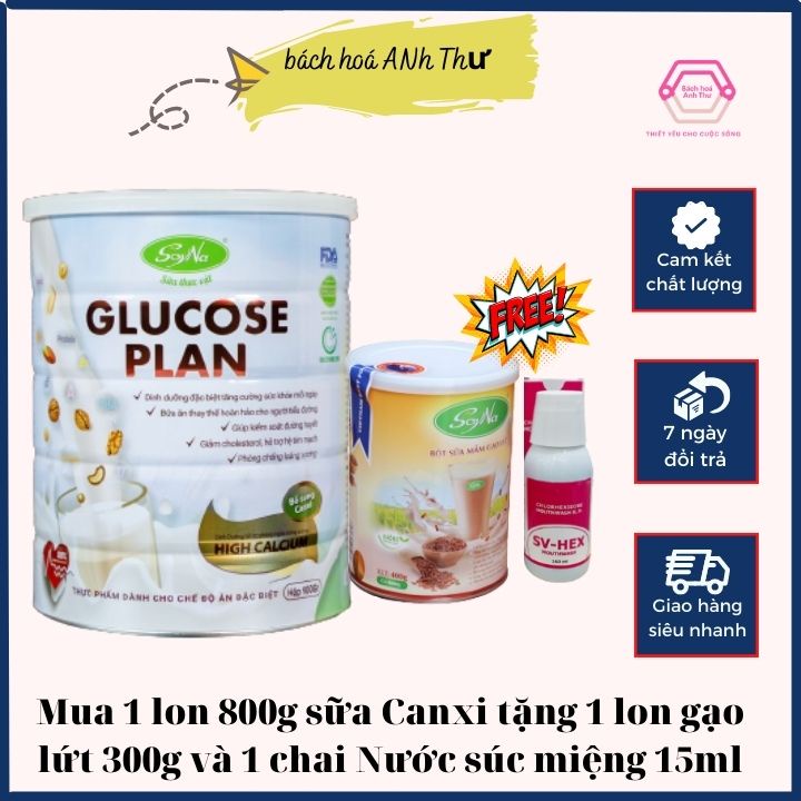 Sữa canxi glucose Plan_bữa ăn thay thế hoàn hảo cho người đái tháo đường_hộp 900g tặng kèm 300g gạo lứt_sua bột