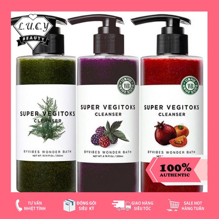 Hàng Hàn- Sữa rửa mặt rau củ thải độc Super vegitoks cleanser Wonder bath Full size 300ml