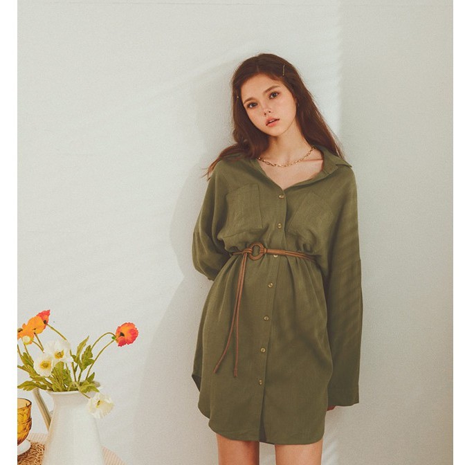 Váy sơ mi 2 túi trước kèm belt Nữ Air Space 2031824013 | BigBuy360 - bigbuy360.vn