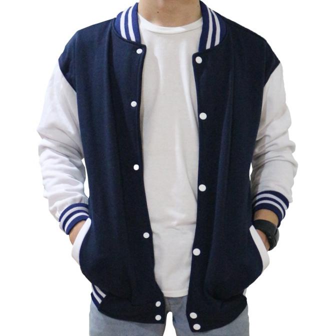 Áo Khoác Trơn Màu Xanh Hải Quân Bóng Chày! Áo Sweater Thời Trang Cho Nam Nữ