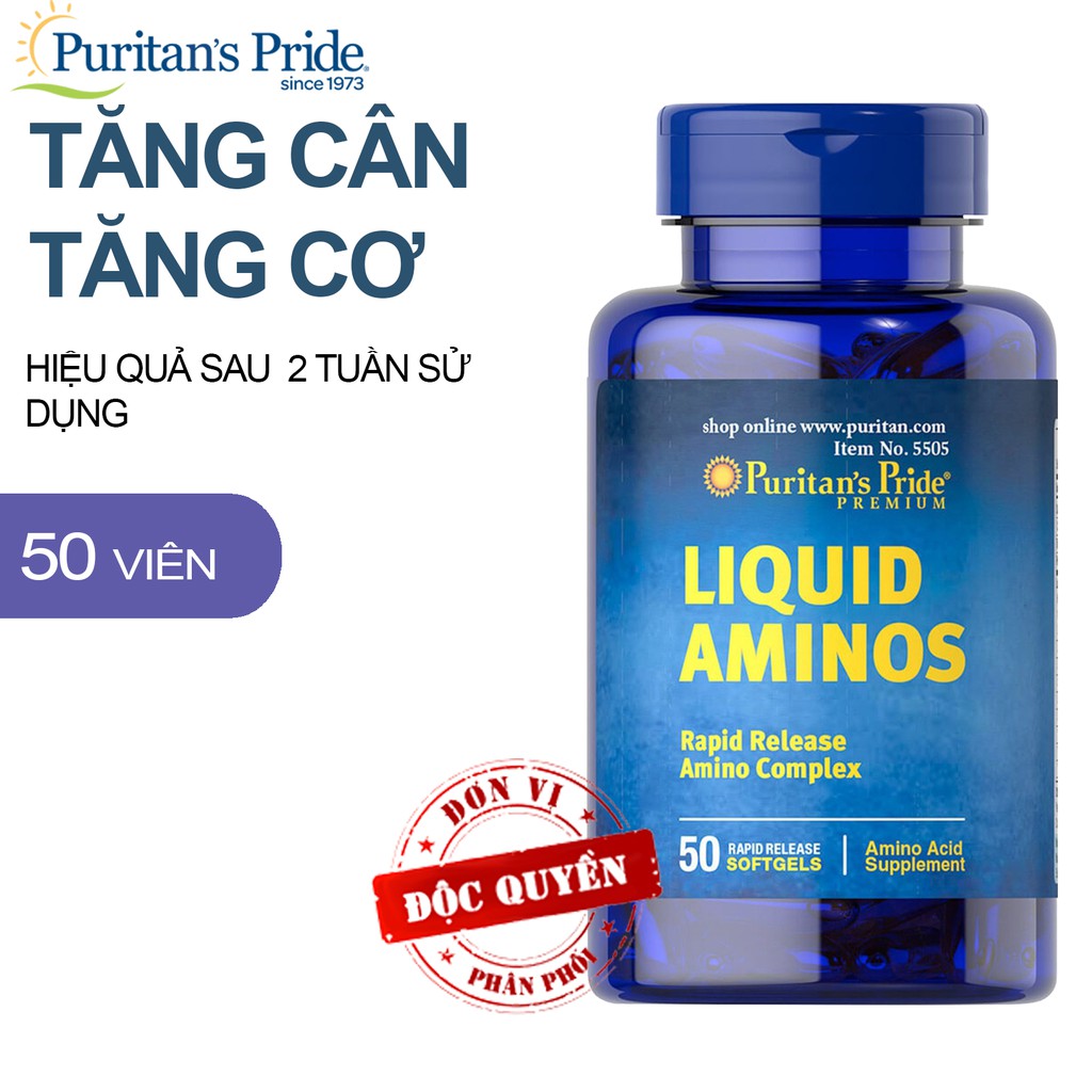 Liquid Aminos Viên uống kích thích ăn ngon, hỗ trợ tăng cơ, tăng cân (chứa L-Lysine, L-Arginine, L-Cysteine...)50 viên