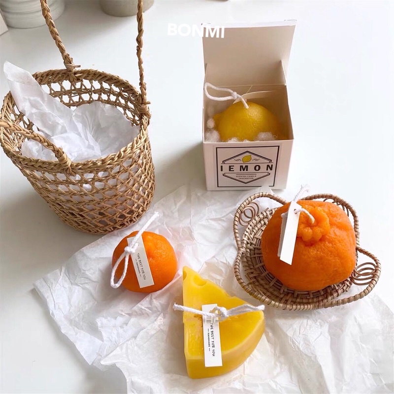 Nến thơm handmade hình macaron, phô mai, trái cây xinh xắn, an toàn - BONMI decor Hàn Quốc