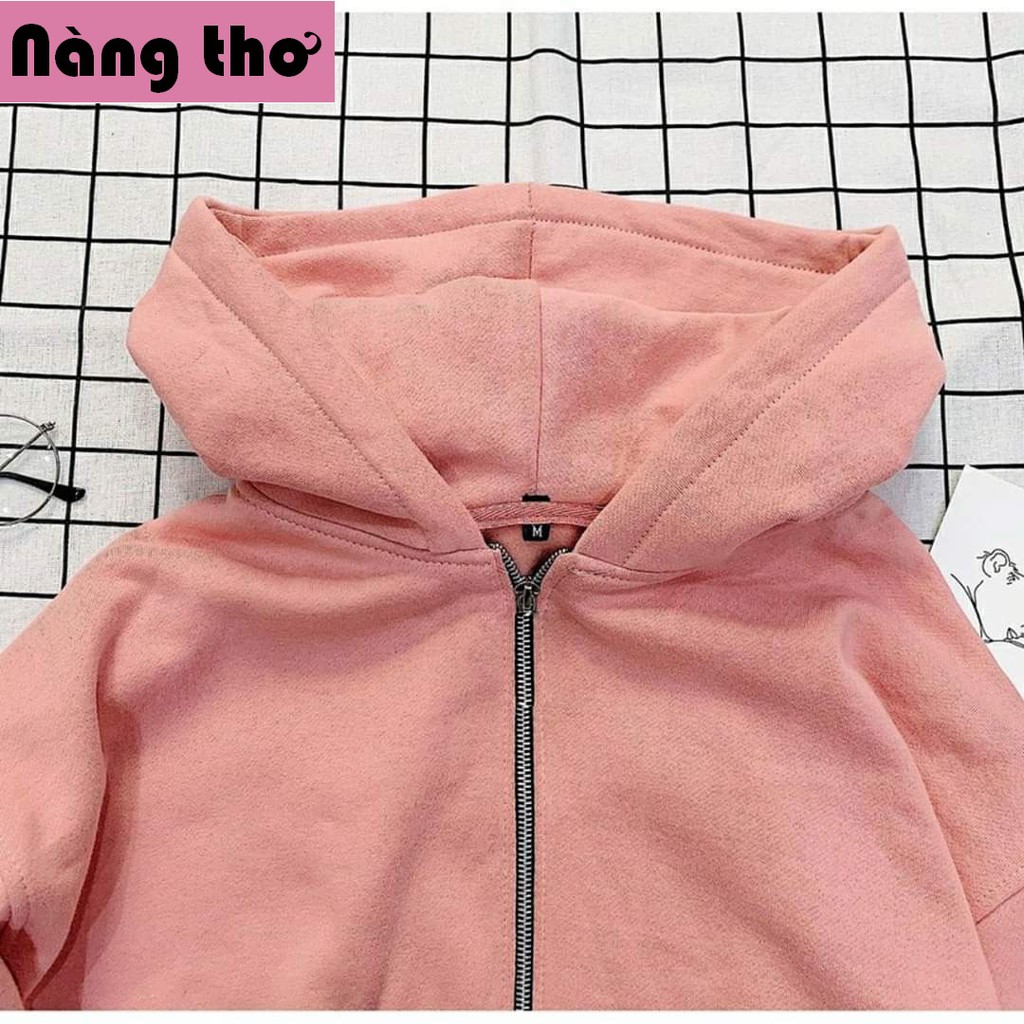 Áo khoác nữ form rộng đi học, áo hoodie nữ form rộng có dây kéo tay cánh dơi - Nàng Thơ's Shop