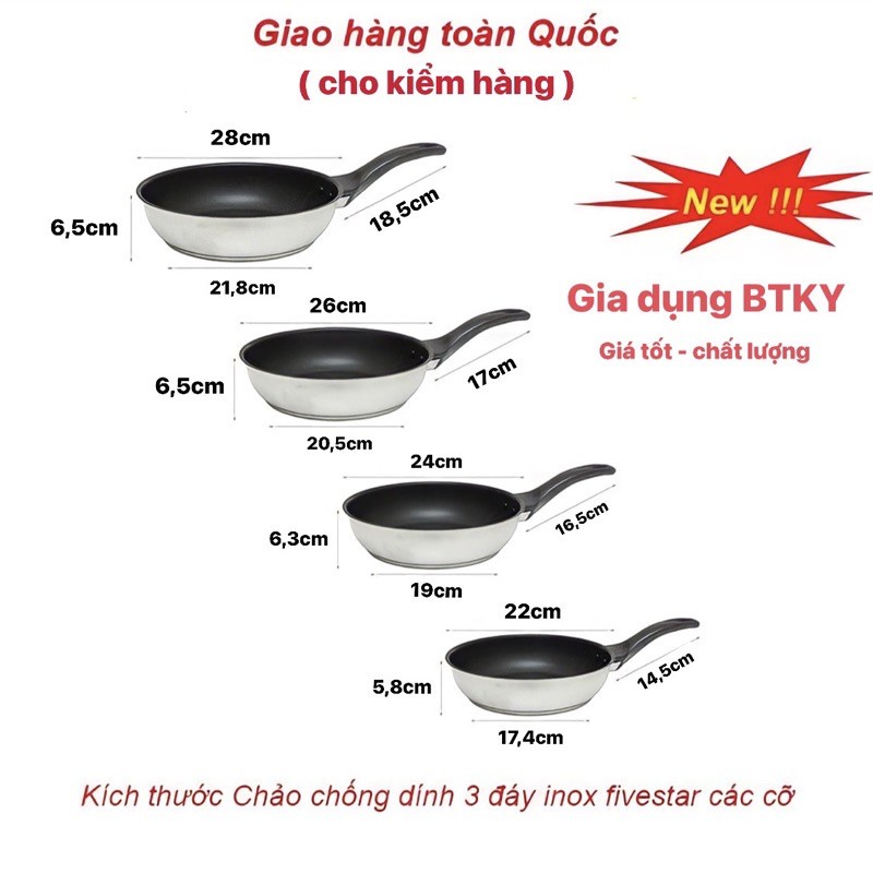 Chảo chống dính bếp từ fivestar 3 đáy