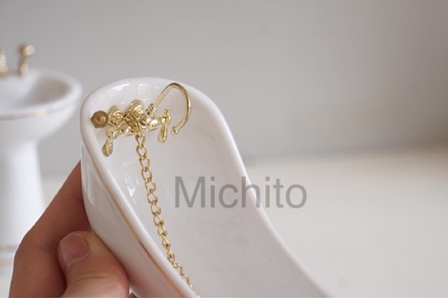 Set nhà tắm sứ mini cho búp bê tỷ lệ 1/12