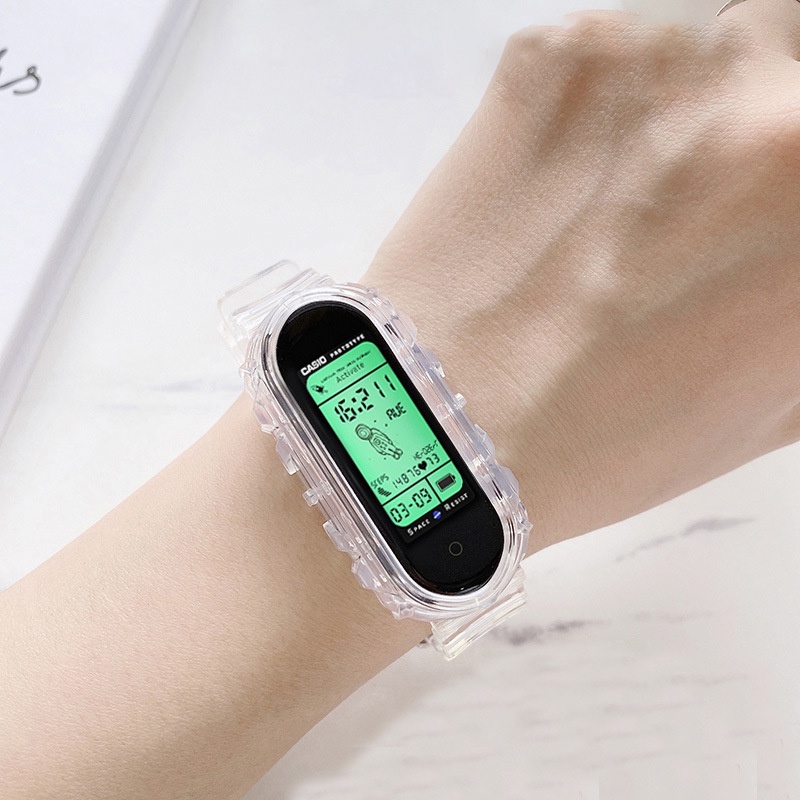 Dây Đeo Thay Thế Trong Suốt Bằng TPU Nhiều Màu Cho Xiaomi Mi Band 7 6 5 Xiaomi Miband 7