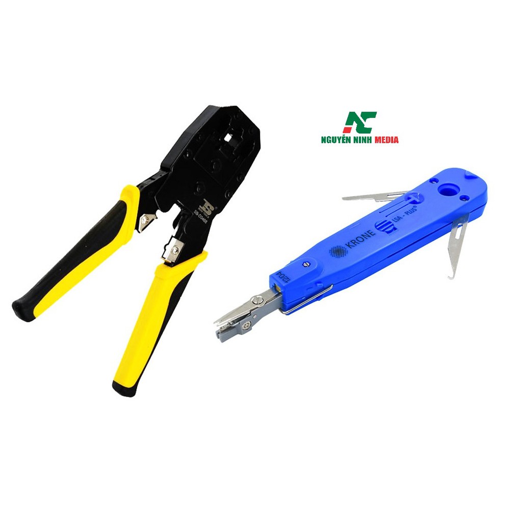 Combo Kìm bấm mạng BS và Tool nhấn mạng, nhấn phiến âm tường