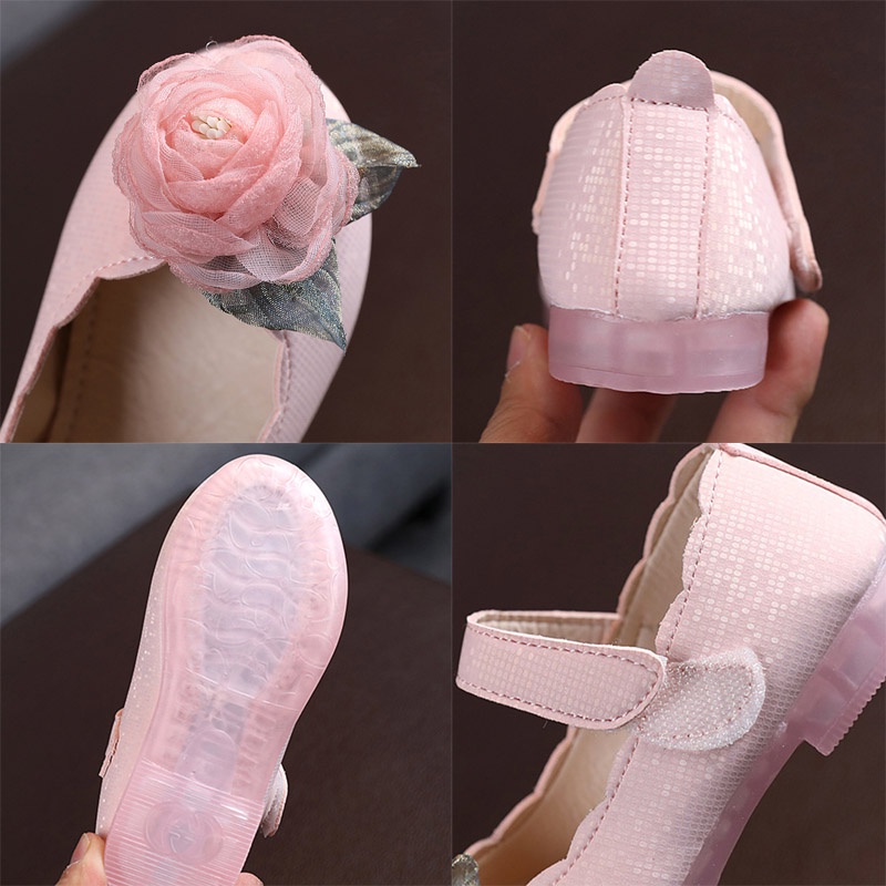 Giày Búp Bê Da Đính Hoa Xinh Xắn Cho Bé Gái