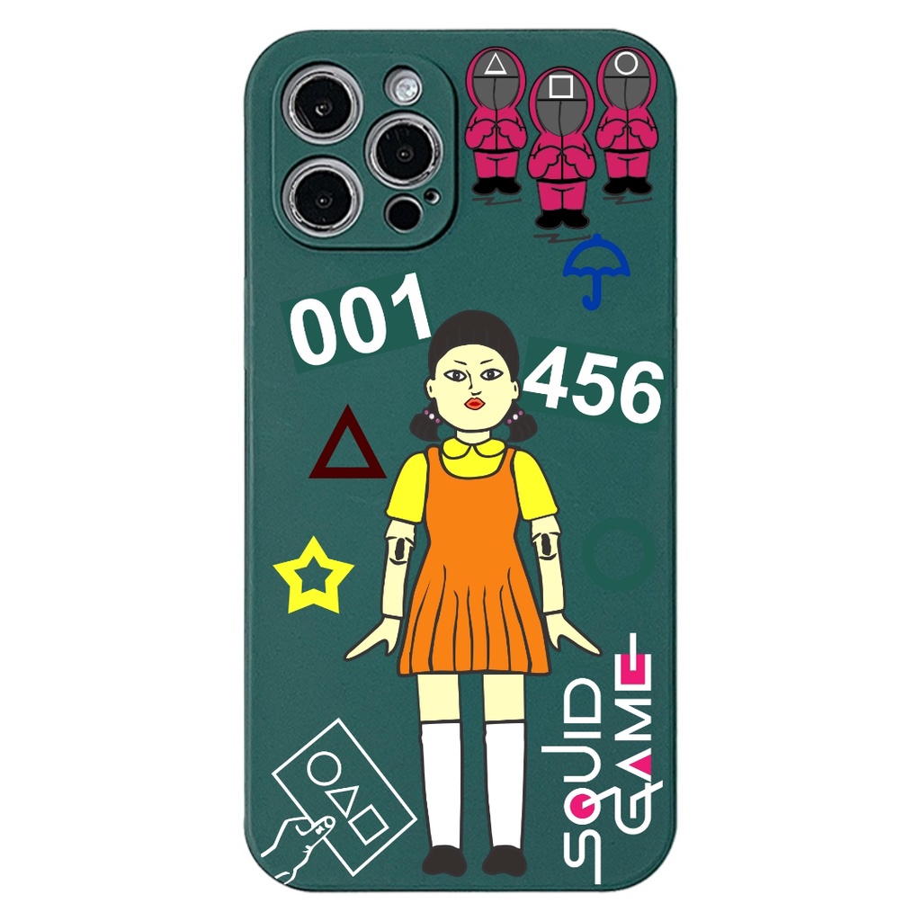 Ốp Squid Game Vuông Vivo Y01,Y15a,Y15s,V21 5G,Y33s,Y21,Y21s,Y53s,Y51 2020,Y20s,Y12s,Y50,Y19,Y12,Y15,Y17,Y91c,Y1s,Y91,Y93