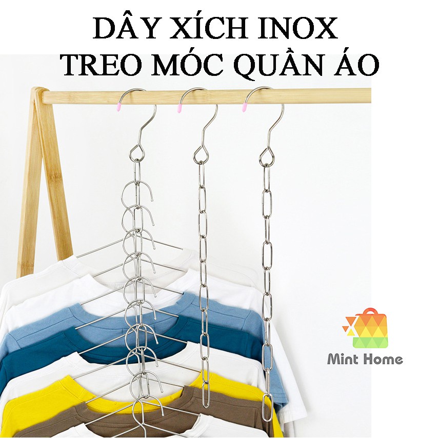 Móc Xích Treo Quần Áo , Dây Xích Inox 10 Lỗ Treo Quần Áo Tiện Lợi