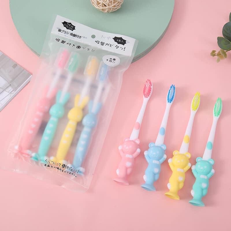 Set 4 Bàn Chải Đánh Răng Xuất Nhật Siêu Mềm Cho Bé