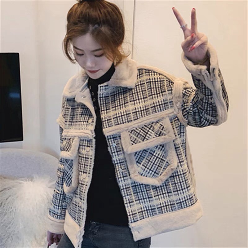 Áo khoác dạ nữ lót lông tweed phong cách Hàn Quốc siêu đẹp giá rẻ