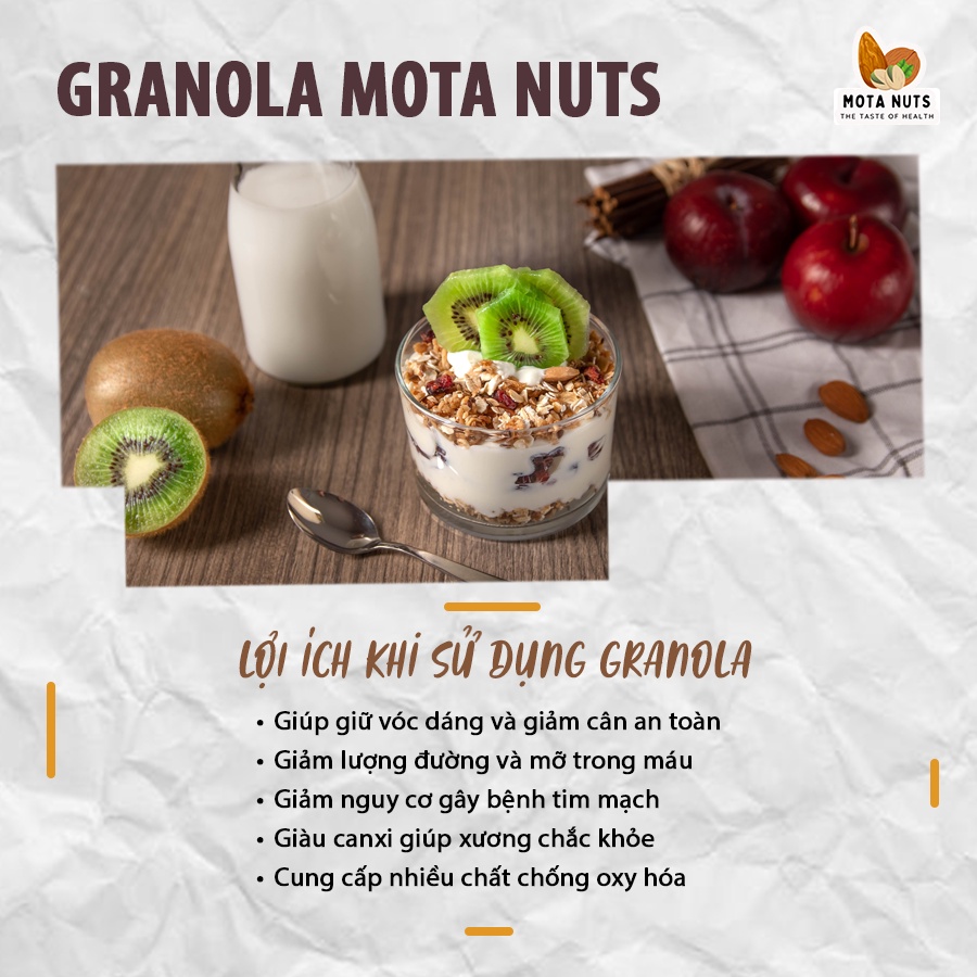 Granola yến mạch mix 7 loại hạt dinh dưỡng ăn liền giòn thơm 500gr