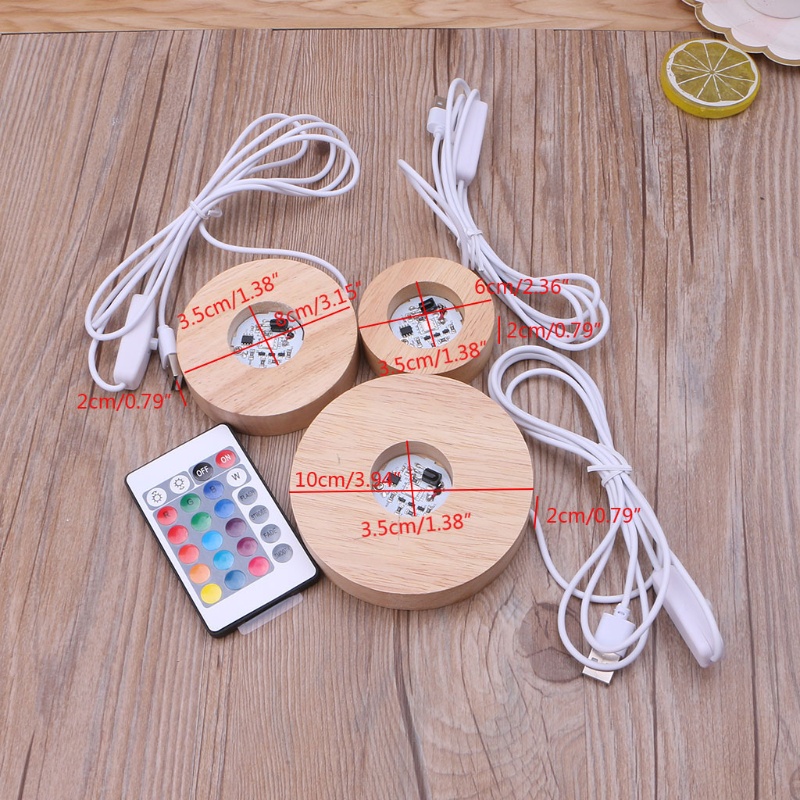 Đế gỗ trưng bày lọ hoa có đèn LED RGB 12 màu kèm điều khiển từ xa cao cấp