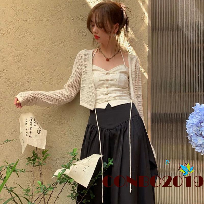 Áo Tank Top Sát Nách Cổ Treo Cài Nút Cơ Bản Thời Trang Xuân Thu Cho Nữ