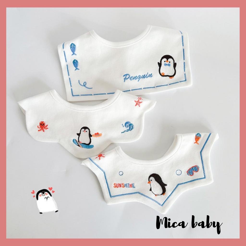 Set 3 yếm cổ ăn dặm cho bé chất cotton cao cấp họa tiết dễ thương YC13 Mica Baby