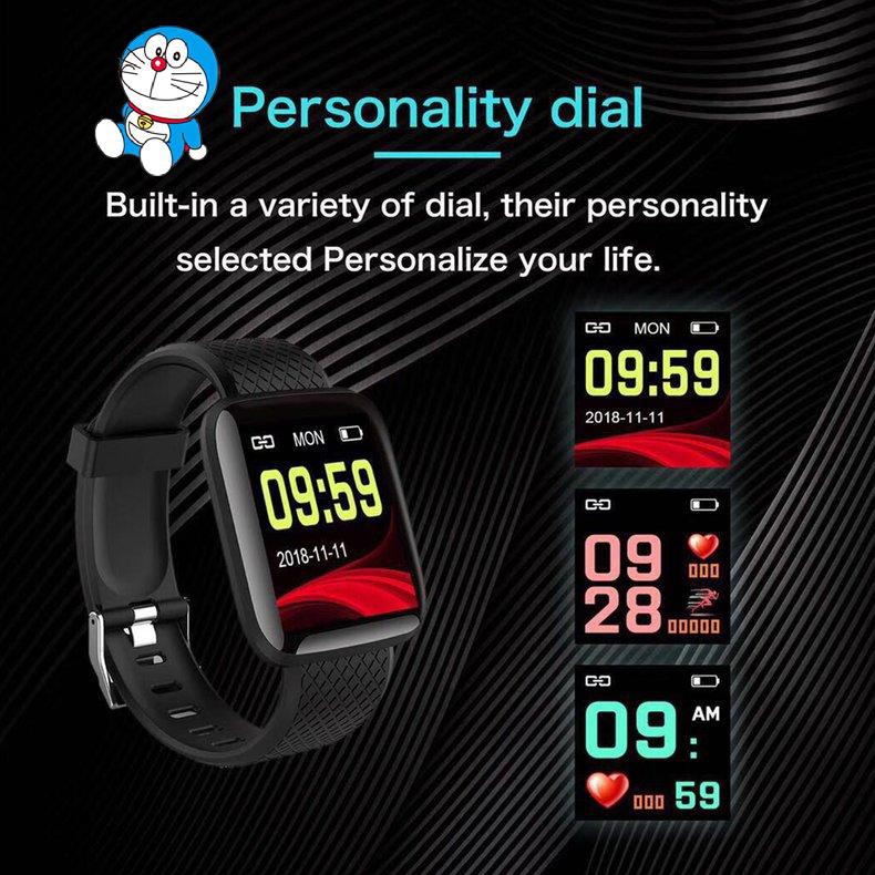 Đồng Hồ Đeo Tay Thông Minh 116plus Theo Dõi Sức Khỏe Kèm Phụ Kiện Chất Lượng Cao