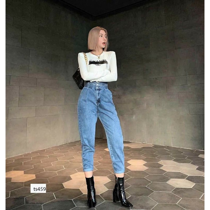 [SẴN HÀNG]Quần Jean baggy nữ dáng trơn cạp cao,3 cúc, chất co giãn,hàng thiết kế cao cấp | BigBuy360 - bigbuy360.vn