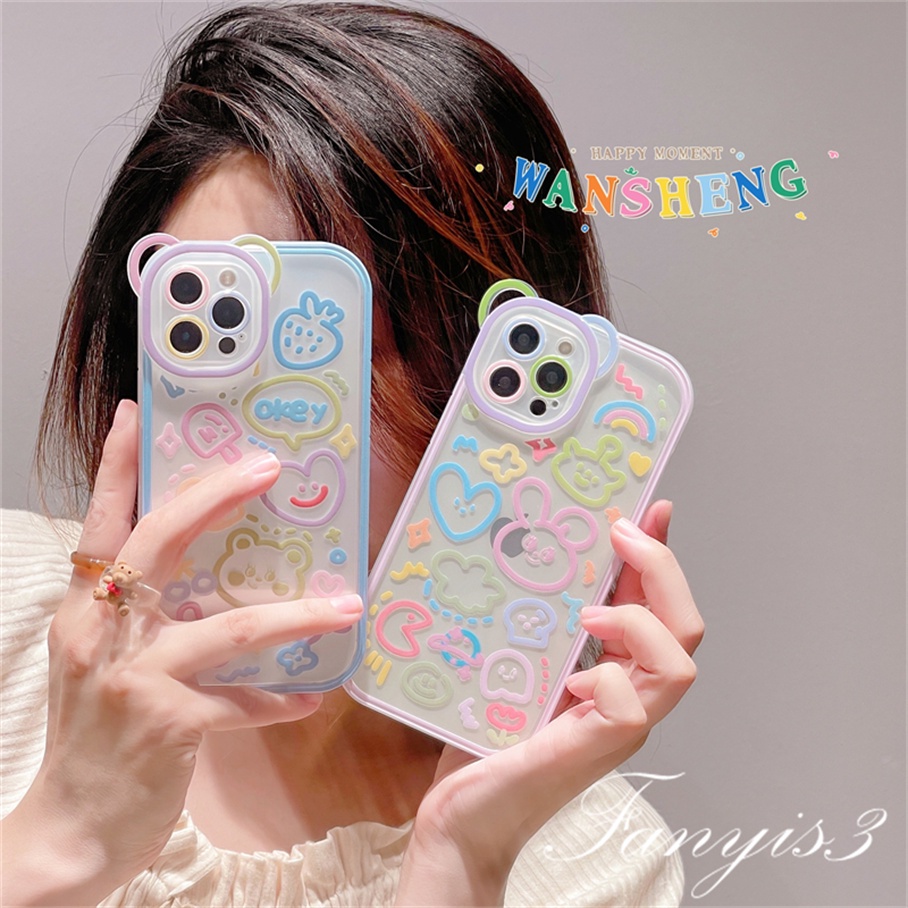 Ốp Điện Thoại Mềm Họa Tiết Trái Tim Nhiều Màu Sắc Cho iPhone 14 13 12 11 Pro Max X XR Xs Max 8 7 6 6s Plus SE 2020