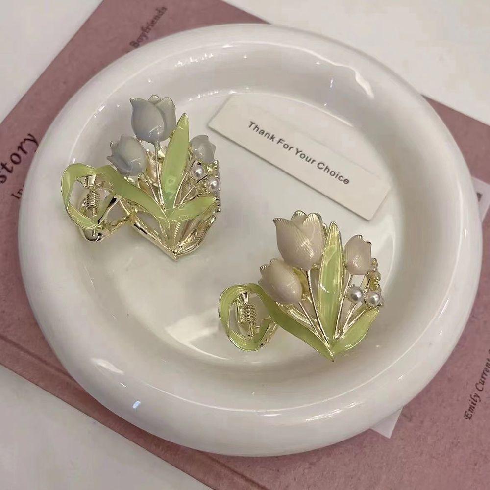 Kẹp Tóc Đuôi Ngựa Hình Hoa Tulip / Cá Mập Phong Cách Hàn Quốc Đơn Giản Thời Trang