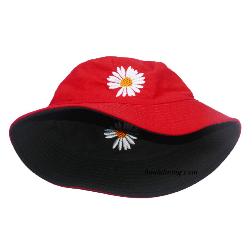 Mũ bucket 2 mặt họa tiết hoa cúc - Chất liệu vải Kaki oát mềm tạo cảm giác thoải mái cho người đội
