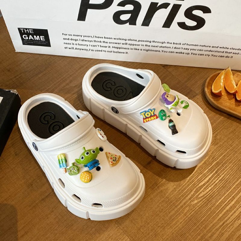 THANH LÝ_Dép Bánh Mỳ Crock nữ đế 6cm siêu nhẹ không stick