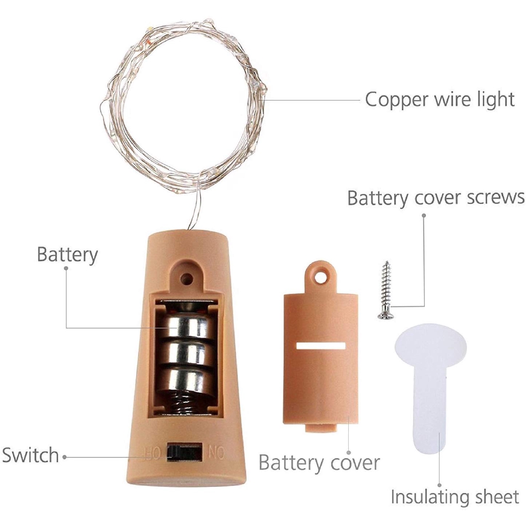 Dây đèn LED bỏ trong chai có nút bần dài 1M/2M/3M/5M dùng trang trí tiệc tùng