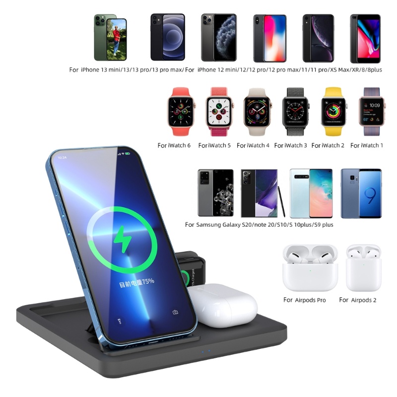 Đế Sạc Không Dây 15W 3 Trong 1 Cho Điện Thoại 14 13 12 S20 S10 NOTE20 P40 Mate 40
